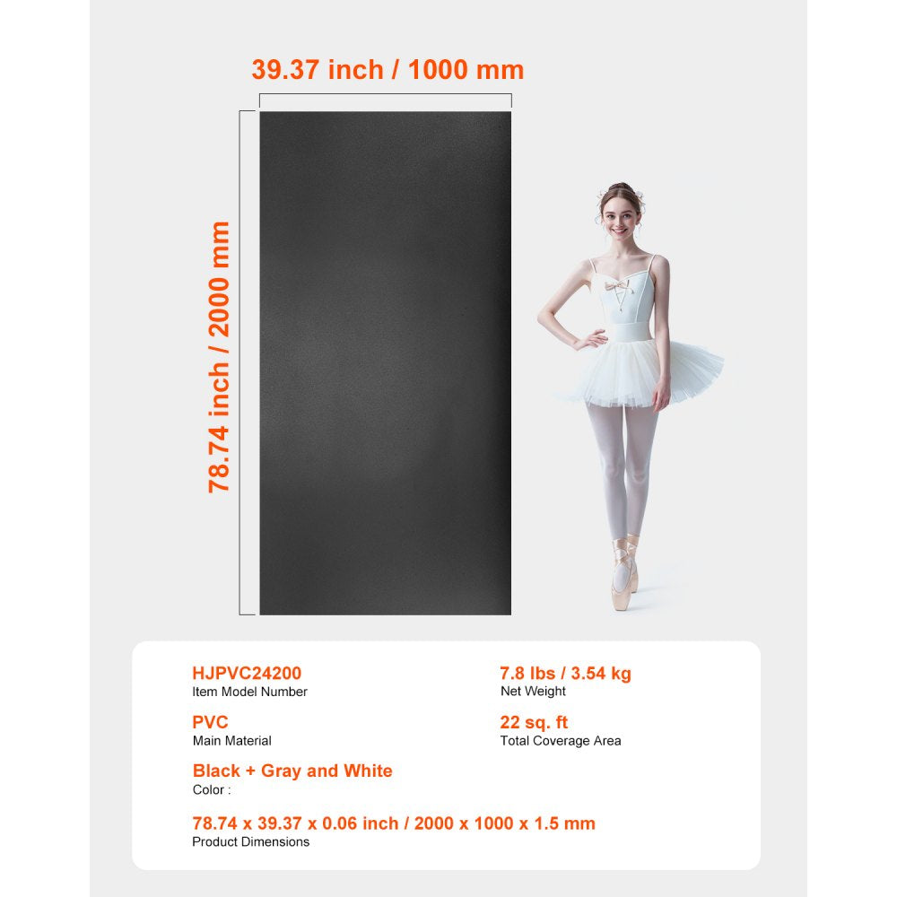 HJPVC24200 - Anti-Slip 6.6' x 3' PVC Gym Flooring Mat for Multi-Sport Use
