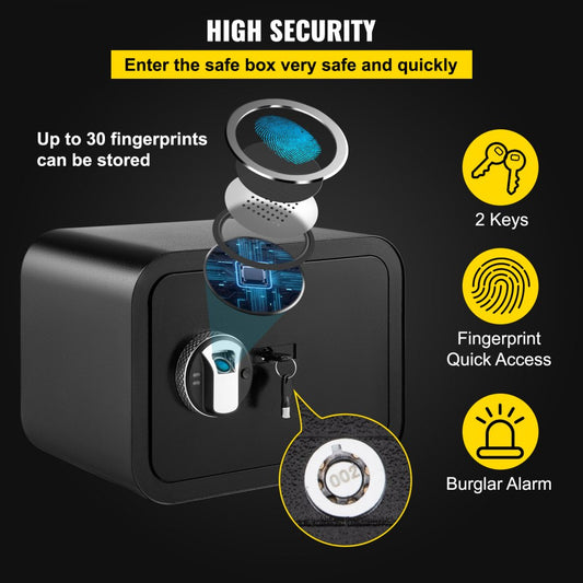 010633128504 - 1 Cubic Foot Steel Safe with Fingerprint & Key Locks