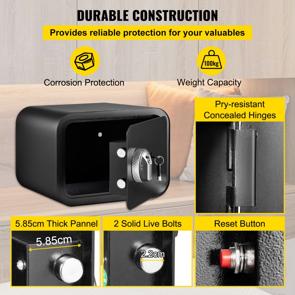 010633128504 - 1 Cubic Foot Steel Safe with Fingerprint & Key Locks