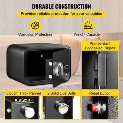 010633128504 - 1 Cubic Foot Steel Safe with Fingerprint & Key Locks