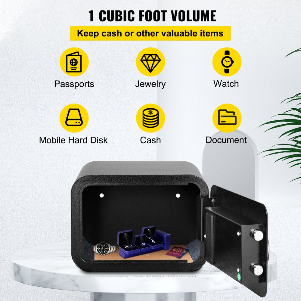 010633128504 - 1 Cubic Foot Steel Safe with Fingerprint & Key Locks