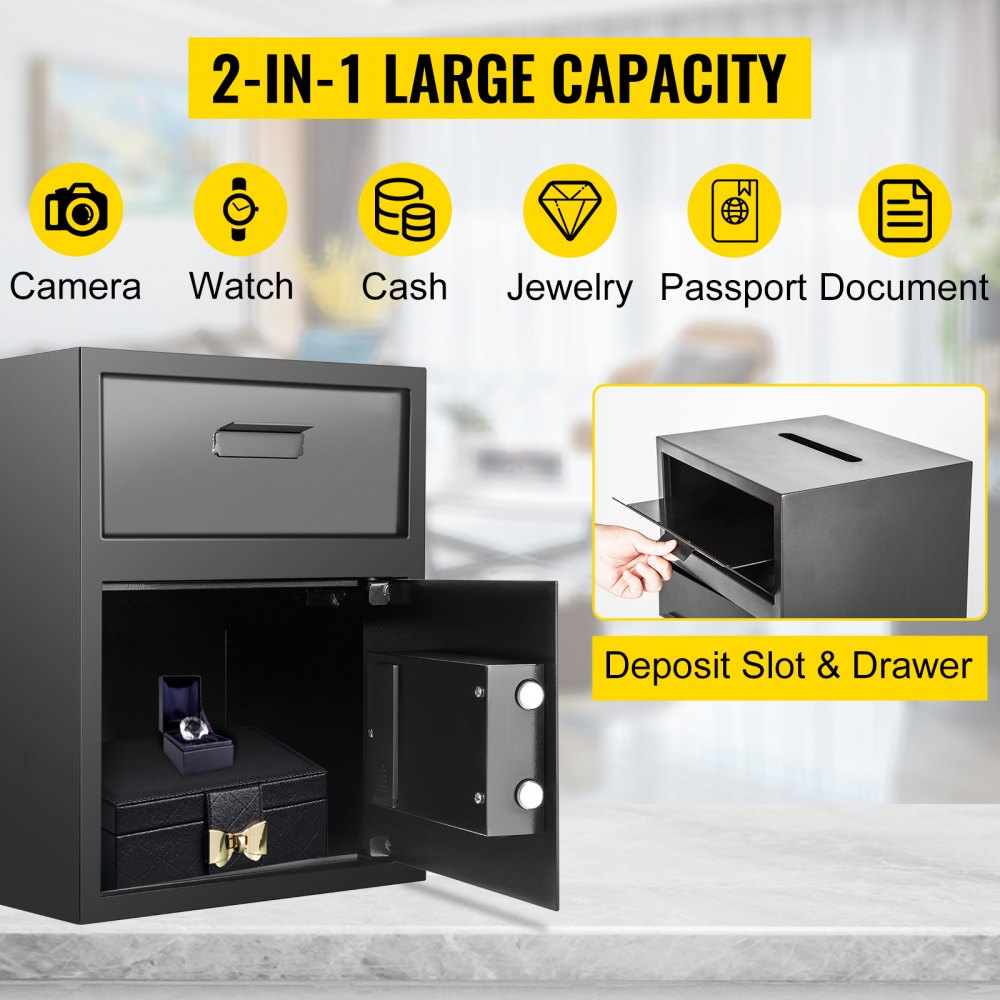 010465989723 - Durable 1.7 Cubic Feet Digital Safe with Deposit Slot