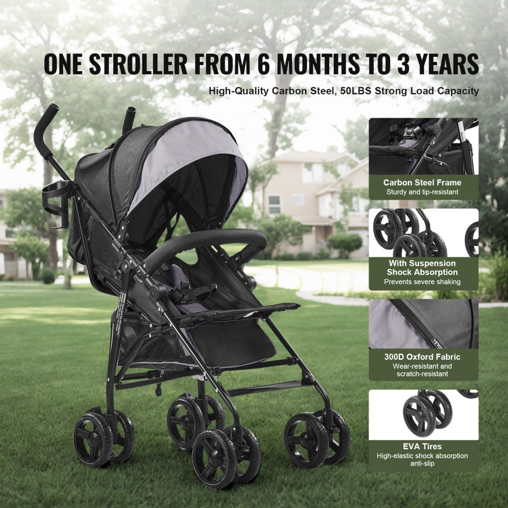 U103A - 13 lbs Lightweight Folding Stroller with Adjustable Backrest