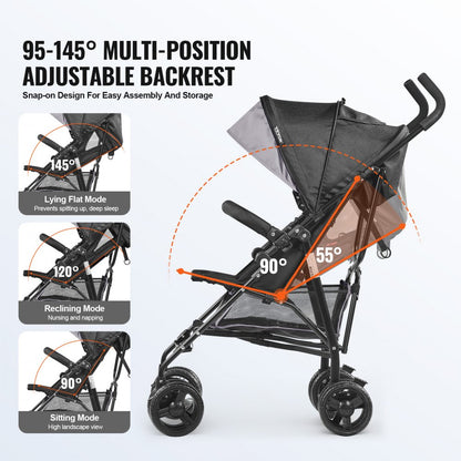 U103A - 13 lbs Lightweight Folding Stroller with Adjustable Backrest