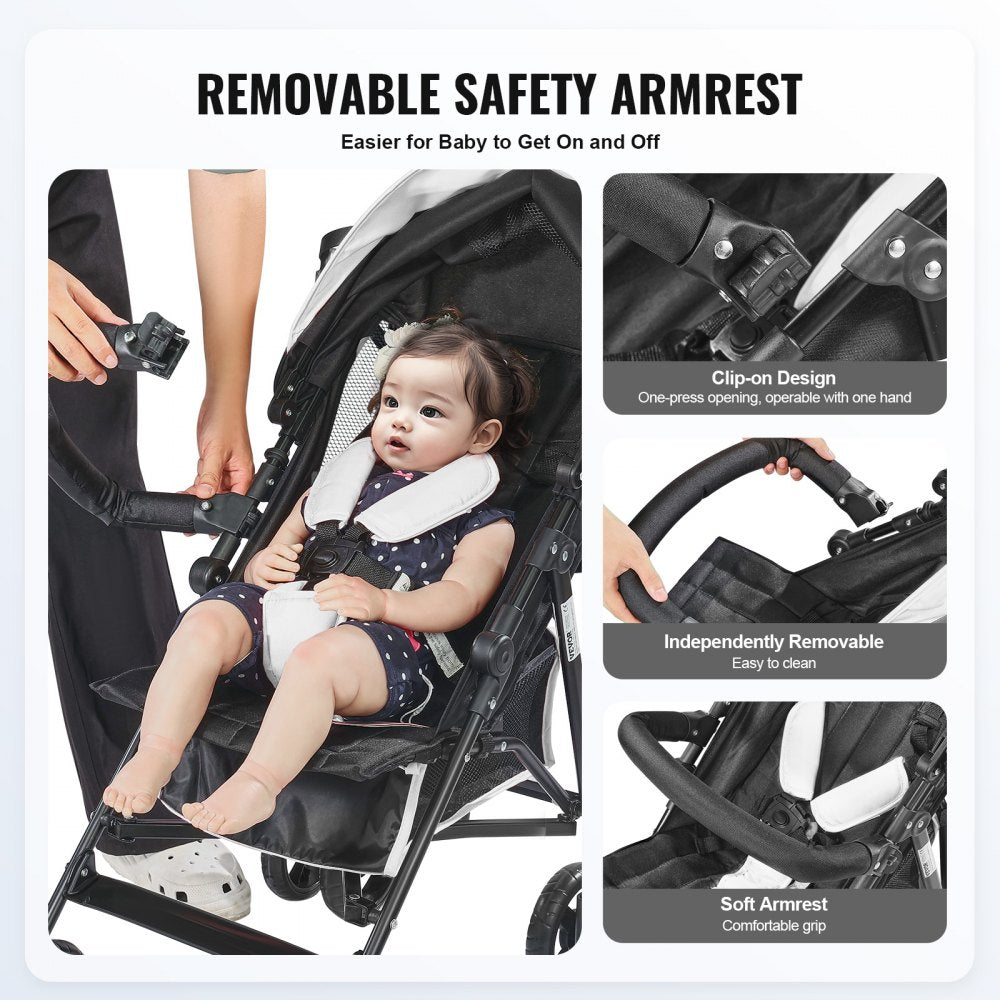 U103A - Portable Lightweight Stroller with Adjustable Backrest & Shock-Absorbing Tires