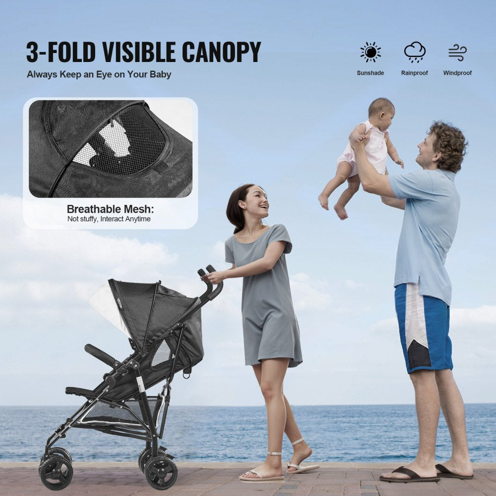 U103A - Portable Lightweight Stroller with Adjustable Backrest & Shock-Absorbing Tires