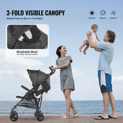 U103A - Portable Lightweight Stroller with Adjustable Backrest & Shock-Absorbing Tires
