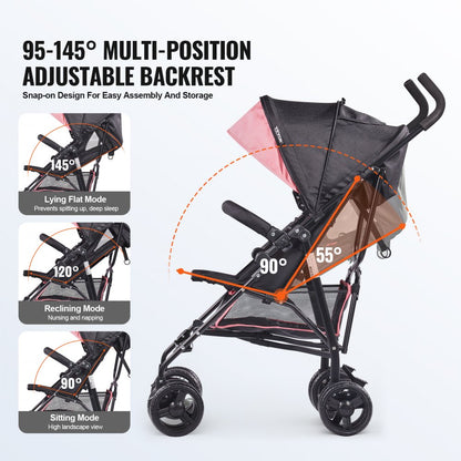 U103A - Compact Folding Stroller with 50 lbs Capacity & Shock-Absorbing Tires