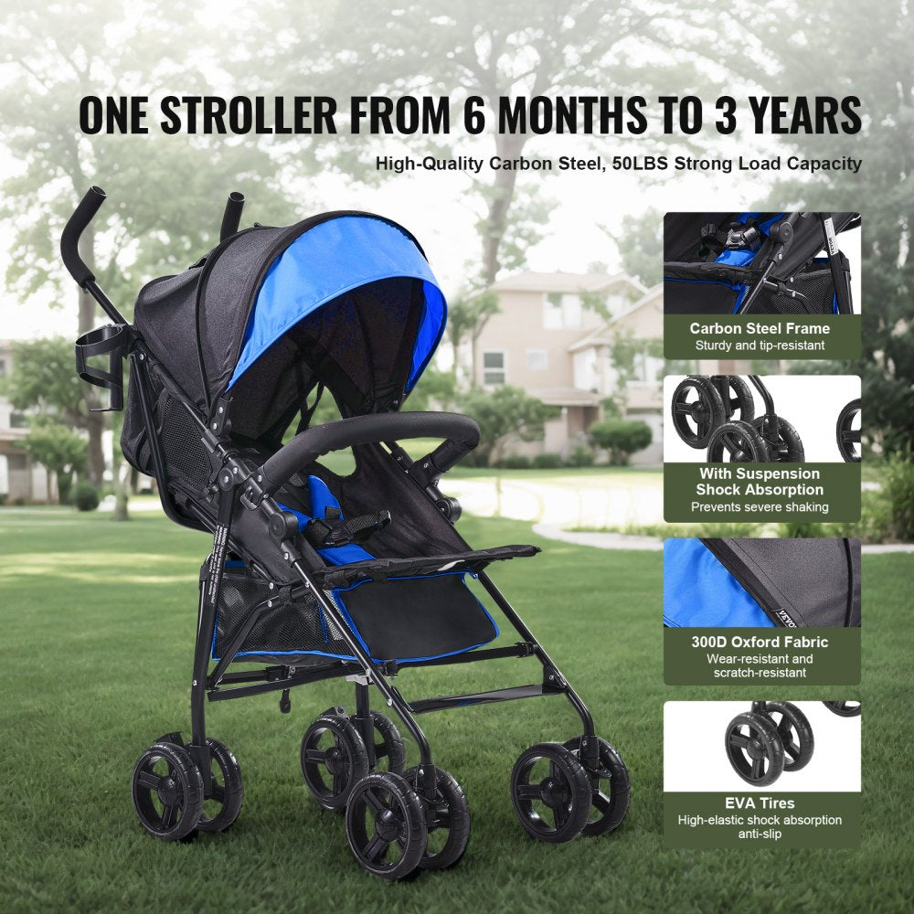 U103A - Compact 13 lbs Stroller with Adjustable Canopy & Five-Point Harness