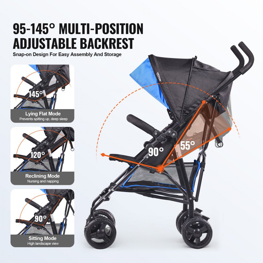 U103A - Compact 13 lbs Stroller with Adjustable Canopy & Five-Point Harness