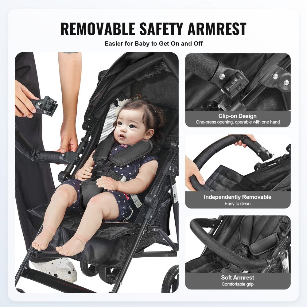 U103A - Compact Lightweight Stroller with Safety Features and Adjustable Backrest