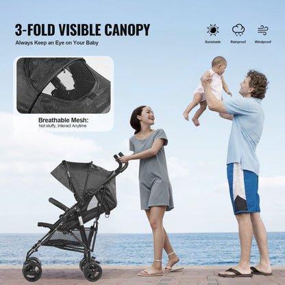 U103A - Compact Lightweight Stroller with Safety Features and Adjustable Backrest