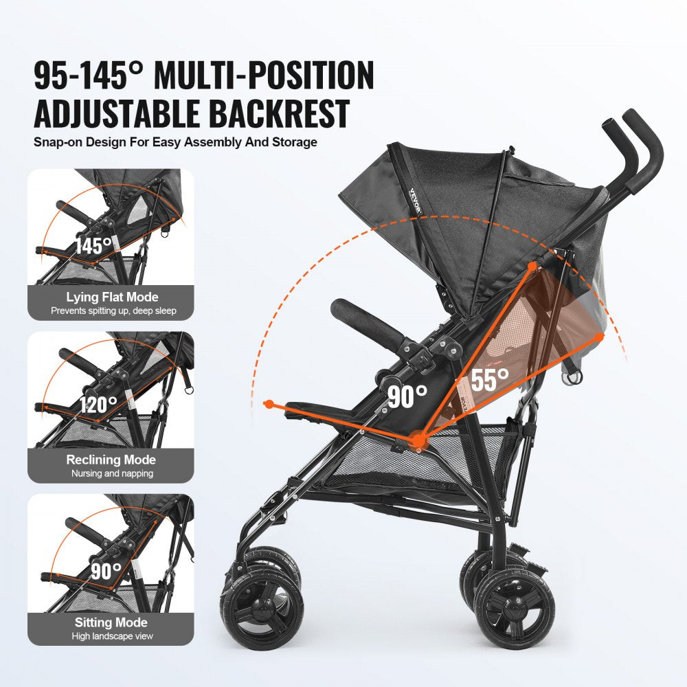 U103A - Compact Lightweight Stroller with Safety Features and Adjustable Backrest