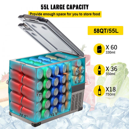 010213874704 - 58 Qt Portable Car Fridge with Digital Panel & Rapid Cooling