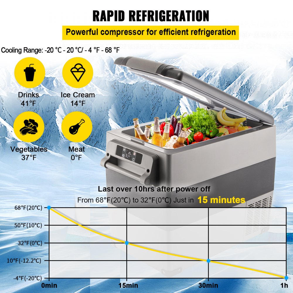 010213874704 - 58 Qt Portable Car Fridge with Digital Panel & Rapid Cooling