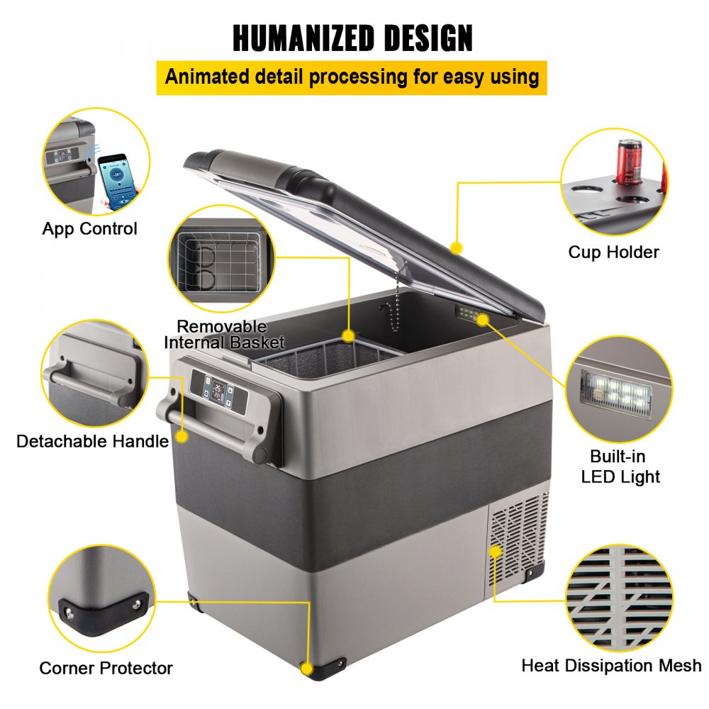 010213874704 - 58 Qt Portable Car Fridge with Digital Panel & Rapid Cooling