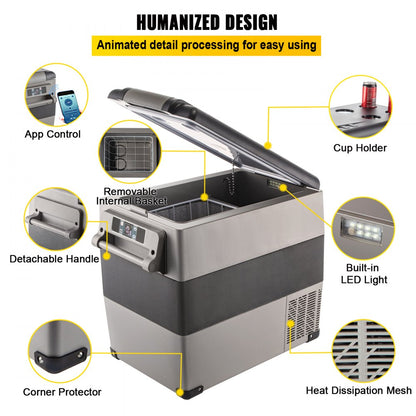 010213874704 - 58 Qt Portable Car Fridge with Digital Panel & Rapid Cooling