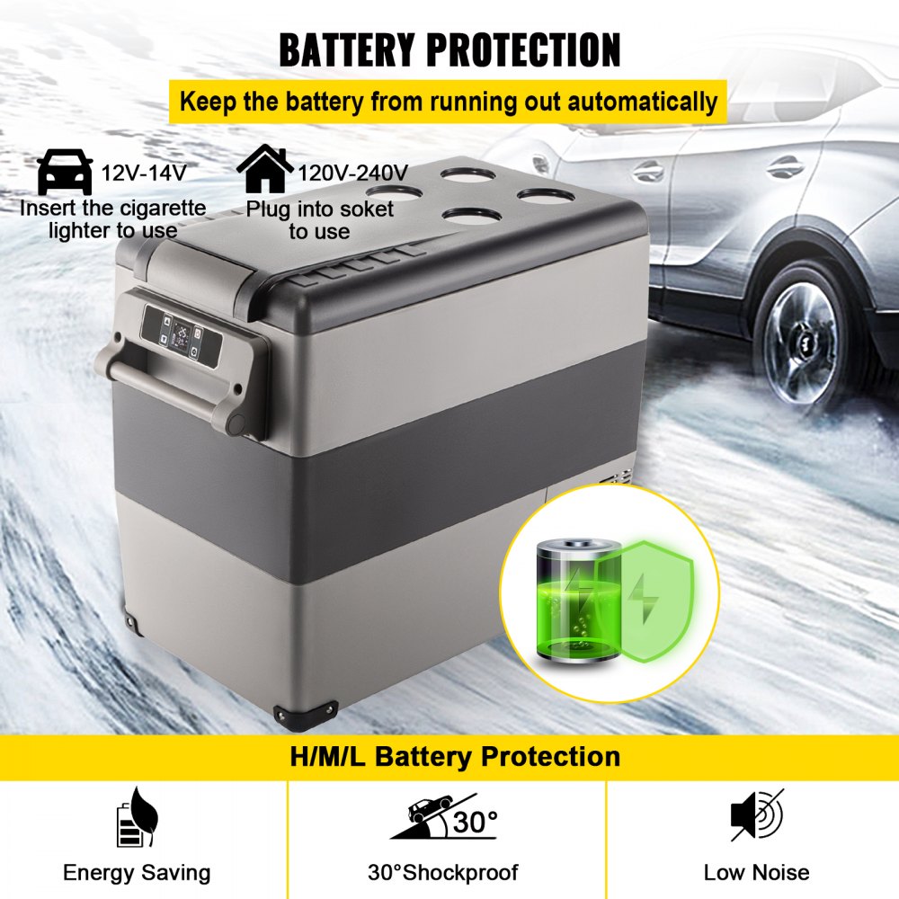 010213874704 - 58 Qt Portable Car Fridge with Digital Panel & Rapid Cooling