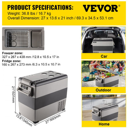 010213874704 - 58 Qt Portable Car Fridge with Digital Panel & Rapid Cooling