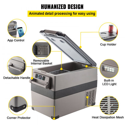 010976387985 - Compact 45L Car Refrigerator with Digital Control and Dual Power Options