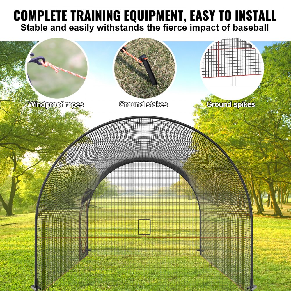 YC-SS-BCN001 - 12FT VEVOR Durable Baseball Batting Cage for Indoor/Outdoor Use