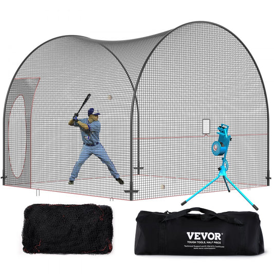YC-SS-BCN001 - 12FT VEVOR Durable Baseball Batting Cage for Indoor/Outdoor Use