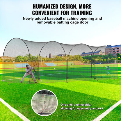 YC-DJL-40*12*12ft - 40FT Durable Baseball Batting Cage with Removable Door