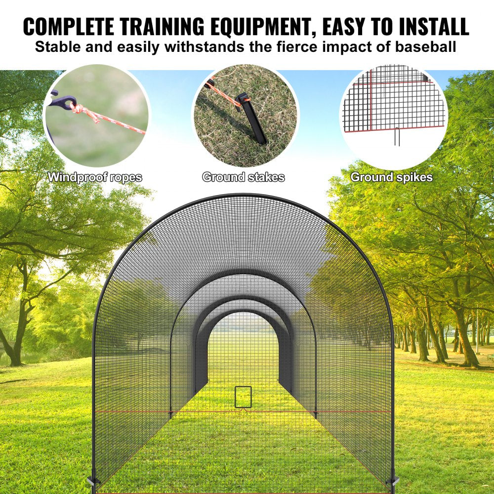 YC-DJL-40*12*12ft - 40FT Durable Baseball Batting Cage with Removable Door
