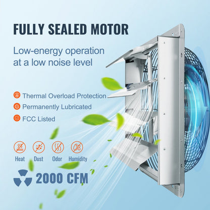 VV-ACPQS-16 - 16" High-Speed Exhaust Fan for Efficient Ventilation, 2000 CFM