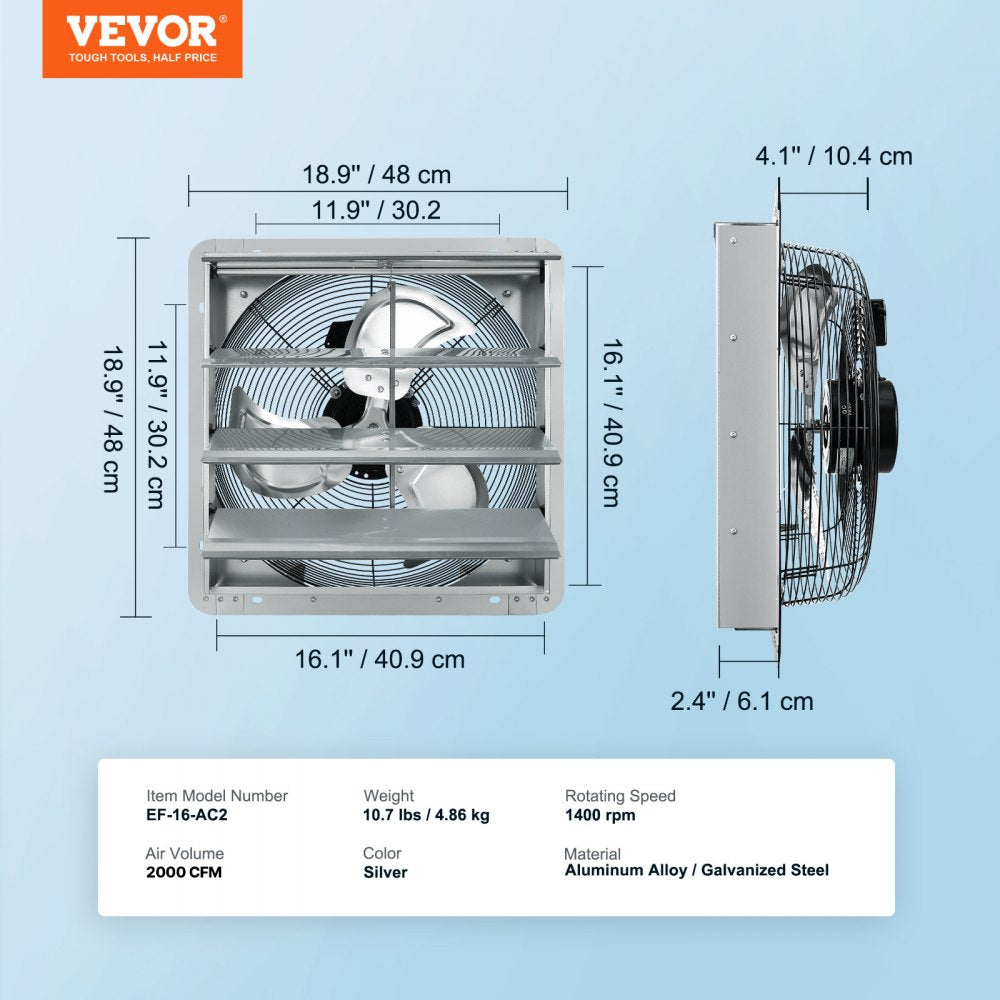 VV-ACPQS-16 - 16" High-Speed Exhaust Fan for Efficient Ventilation, 2000 CFM