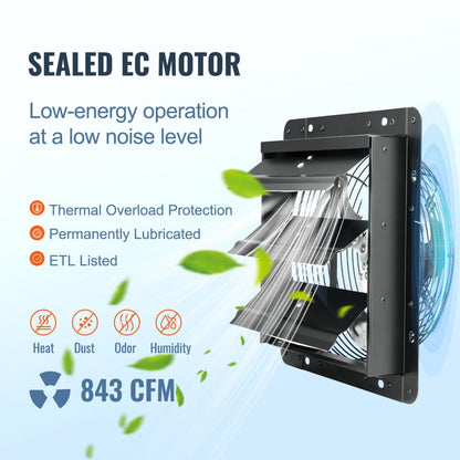 VV-ECPQS-10 - 10'' Durable Shutter Exhaust Fan for Ventilation & Cooling