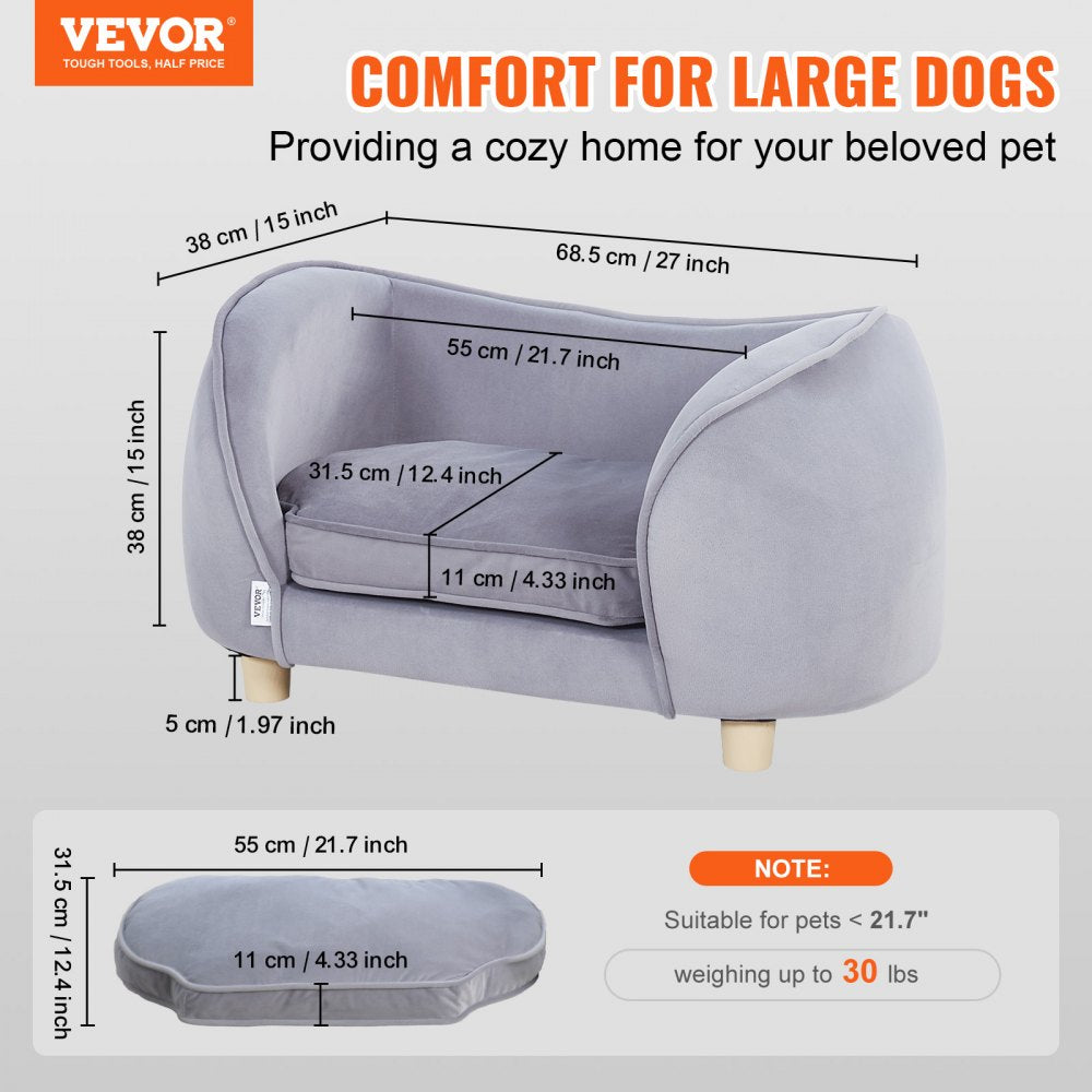 SF-1492S - Cozy 27x15 Dog Sofa with Plush Fabric for Small Pets
