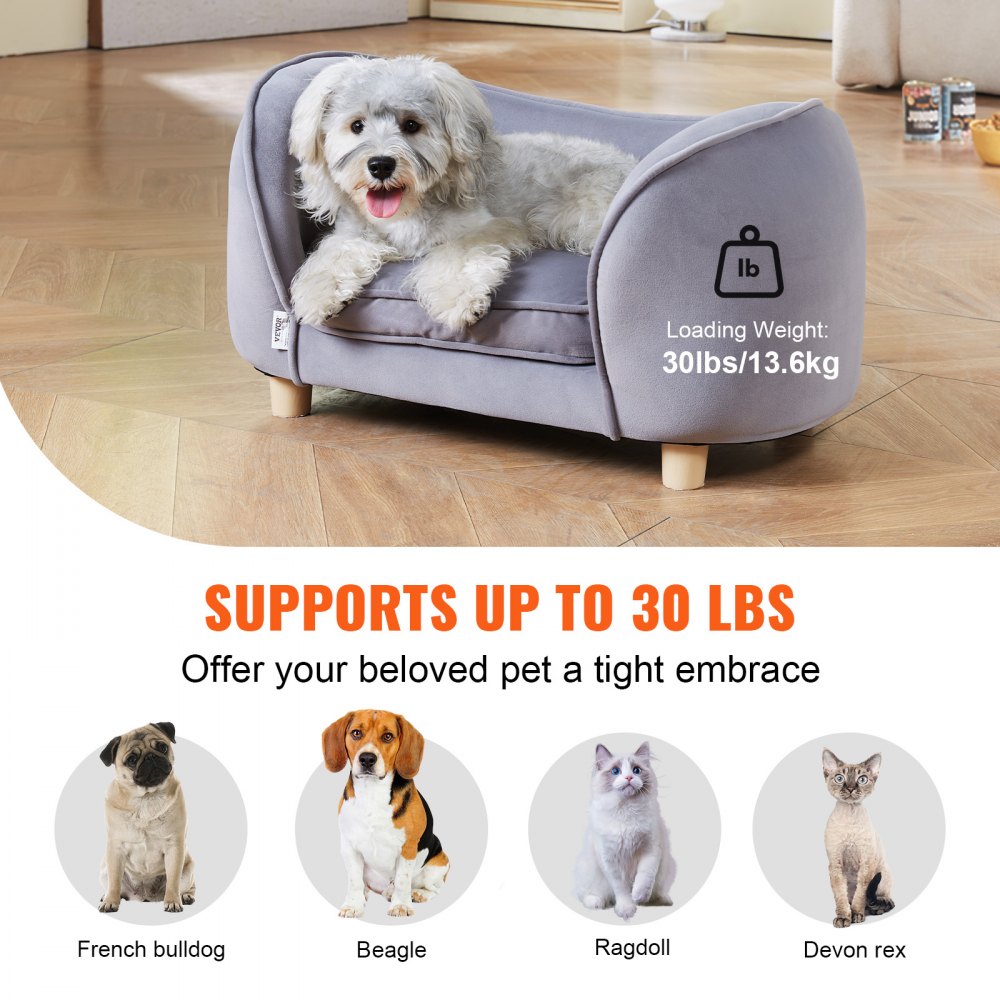 SF-1492S - Cozy 27x15 Dog Sofa with Plush Fabric for Small Pets