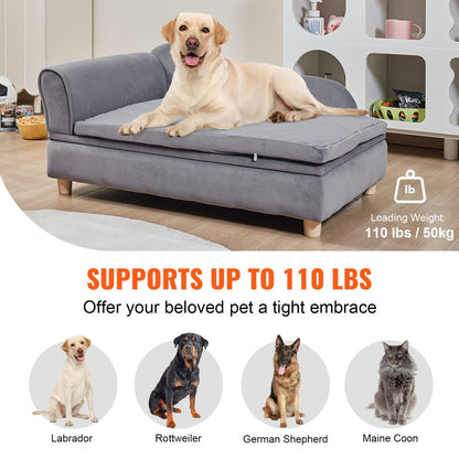 SF-1544-4 - 36x23x16-Inch Grey Velvet Dog Sofa for Large Breeds