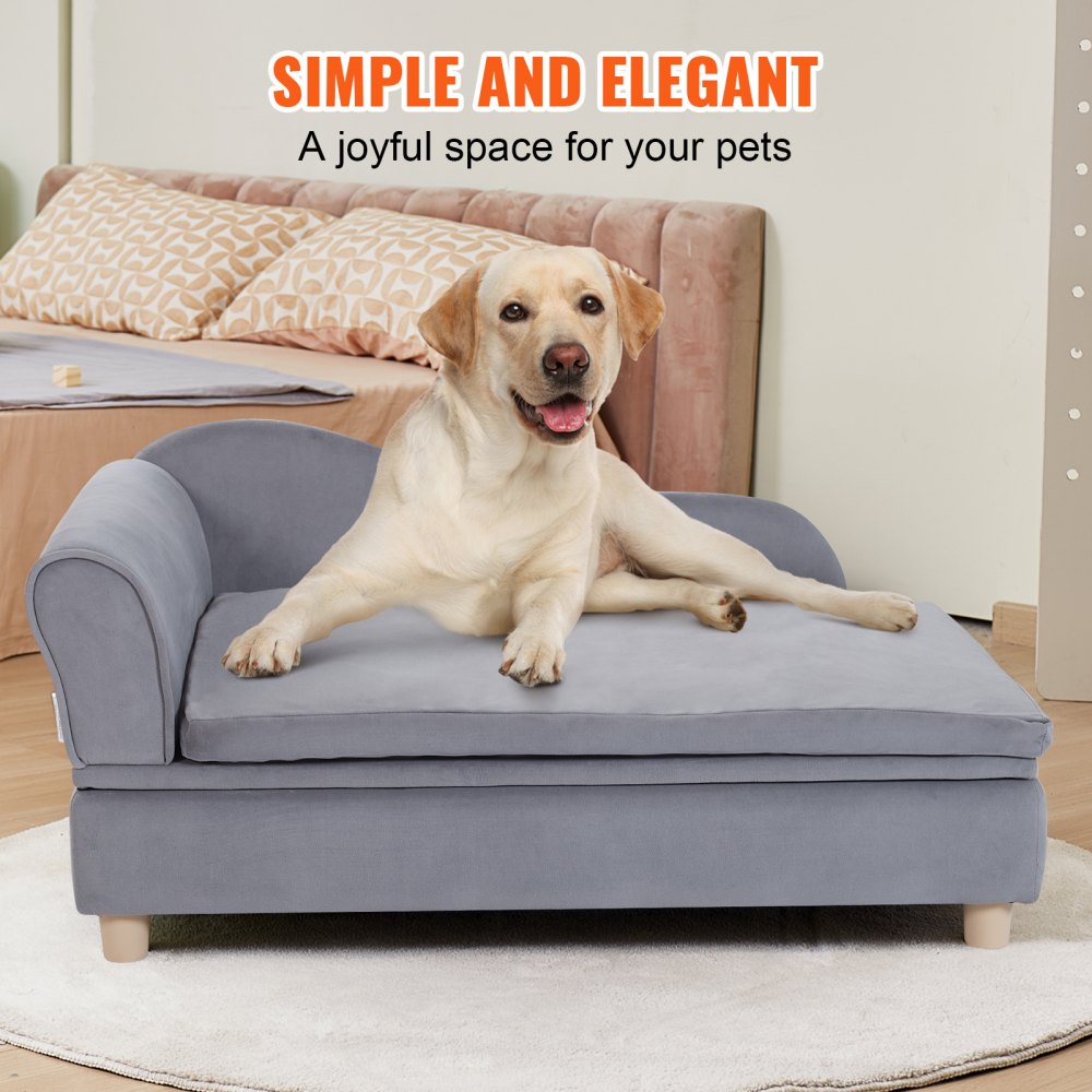 SF-1544-4 - 36x23x16-Inch Grey Velvet Dog Sofa for Large Breeds
