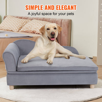 SF-1544-4 - 36x23x16-Inch Grey Velvet Dog Sofa for Large Breeds