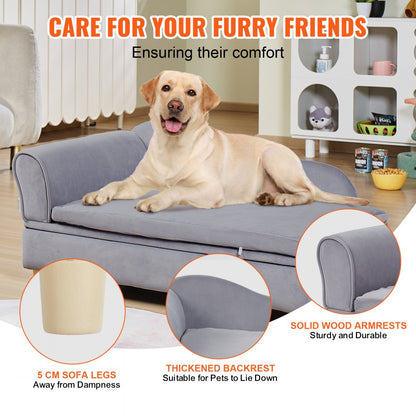 SF-1544-4 - 36x23x16-Inch Grey Velvet Dog Sofa for Large Breeds