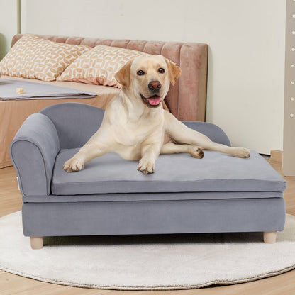 SF-1544-4 - 36x23x16-Inch Grey Velvet Dog Sofa for Large Breeds