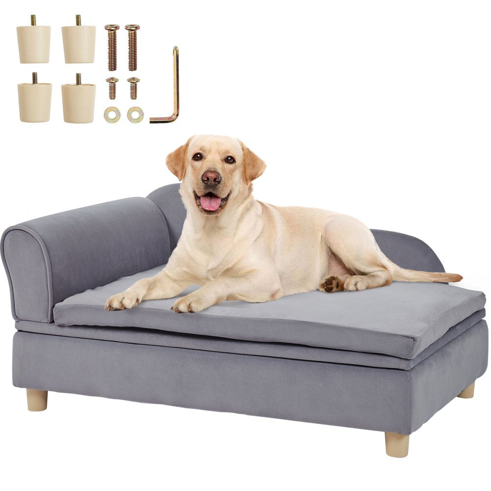 SF-1544-4 - 36x23x16-Inch Grey Velvet Dog Sofa for Large Breeds