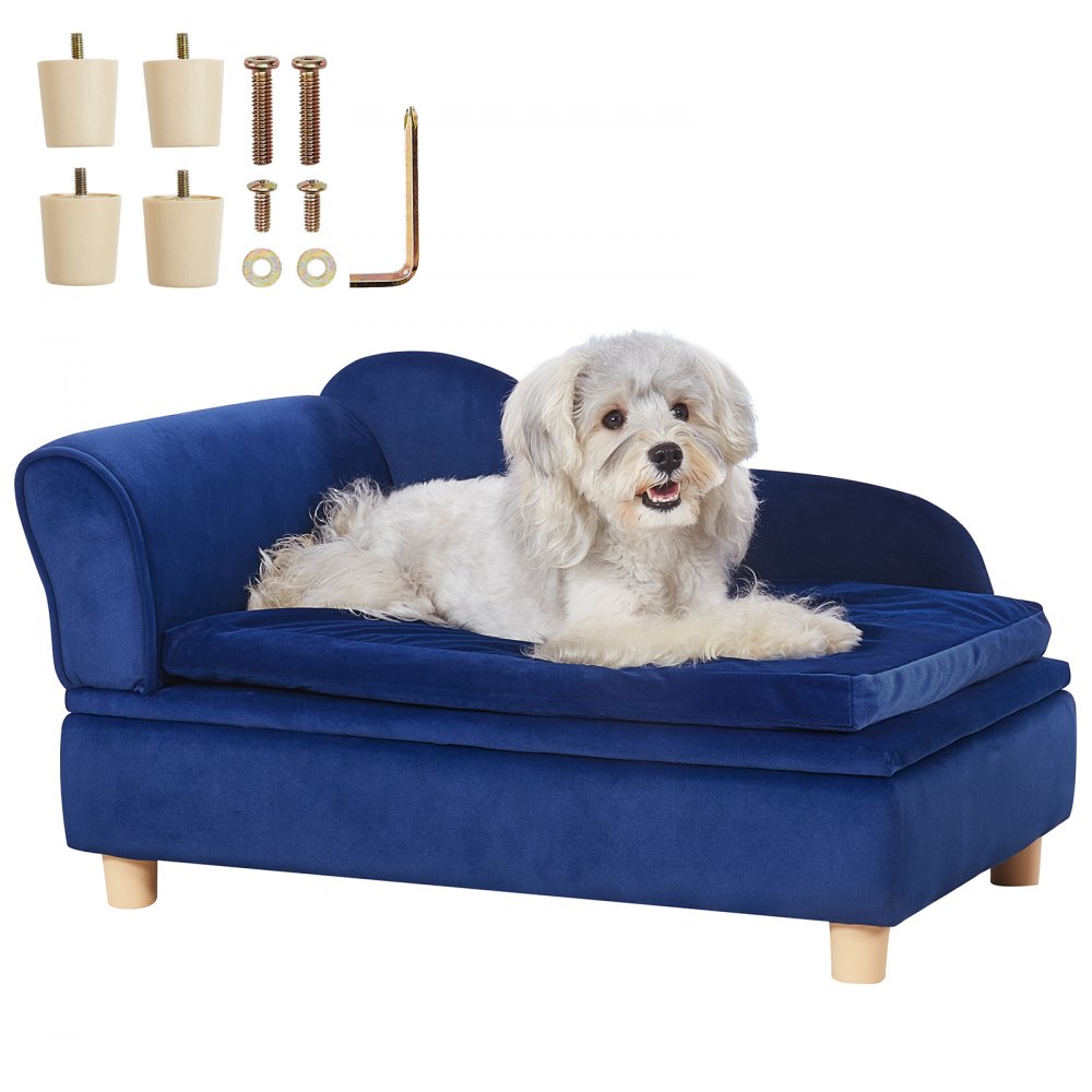 SF-1544S-7 - Soft Velvet Dog Sofa for Pets Up to 81 lbs, 30" x 18" x 16"