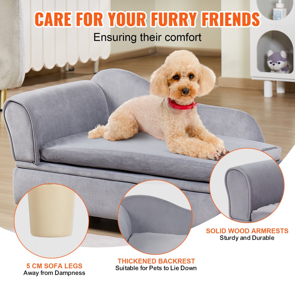 SF-1544S-6 - Plush Dog Sofa for Pets Up to 81 lbs, Versatile Design