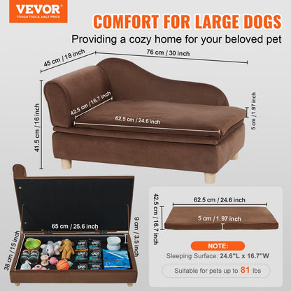 SF-1544S-8 - 30"x18"x16" Plush Dog Couch for Medium Pets