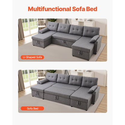 LW-0667-2T-11R-11L - Multi-Functional U Shaped Sofa Bed with Storage
