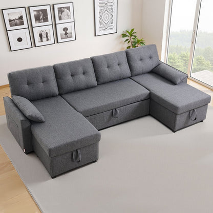LW-0667-2T-11R-11L - Multi-Functional U Shaped Sofa Bed with Storage