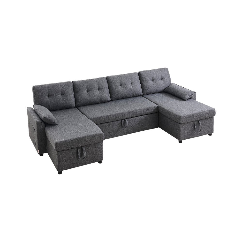 LW-0667-2T-11R-11L - Multi-Functional U Shaped Sofa Bed with Storage