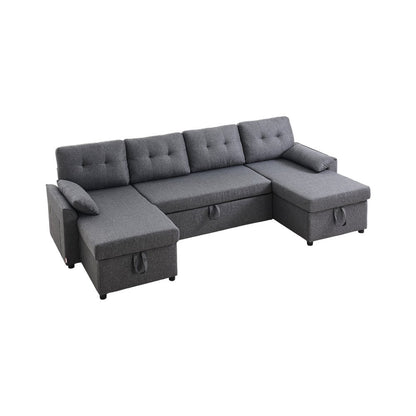 LW-0667-2T-11R-11L - Multi-Functional U Shaped Sofa Bed with Storage