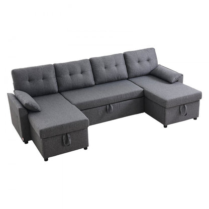 LW-0667-2T-11R-11L - Multi-Functional U Shaped Sofa Bed with Storage