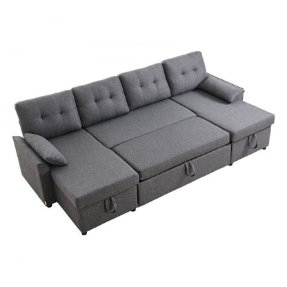 LW-0667-2T-11R-11L - Multi-Functional U Shaped Sofa Bed with Storage