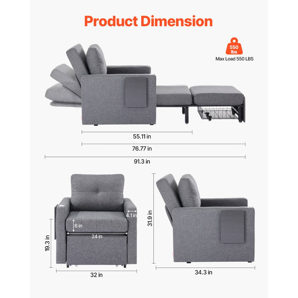 LW-0666-1 - Adjustable VEVOR Sleeper Sofa Bed with Rotatable Table