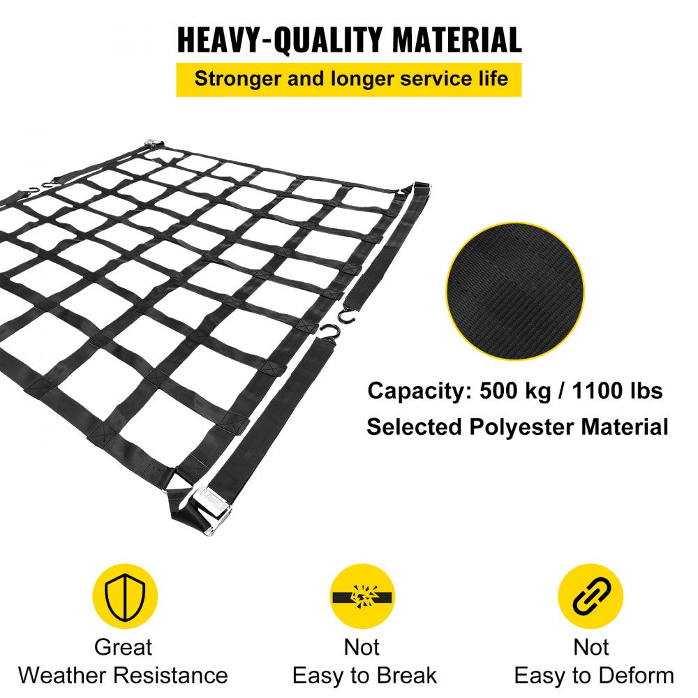 010361113268 - Heavy-Duty 3.5'x4.1' Cargo Net with S-Hooks for Organizing